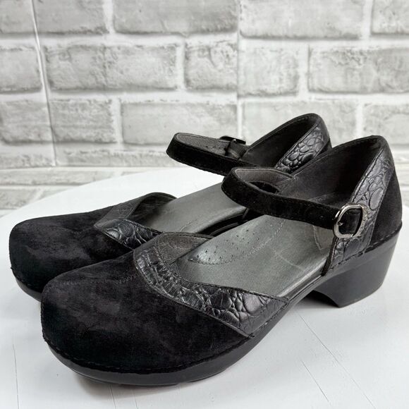 Dansko Sally Women's Size 39 -8.5/9 US Black Suede Leather Mary Jane Clogs - Picture 13 of 13